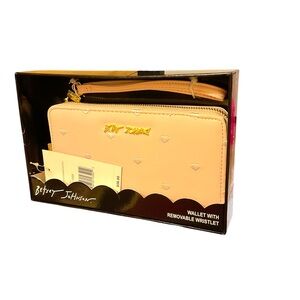 Betsey Johnson Light Pink Heart Wallet with Wristlet NWT